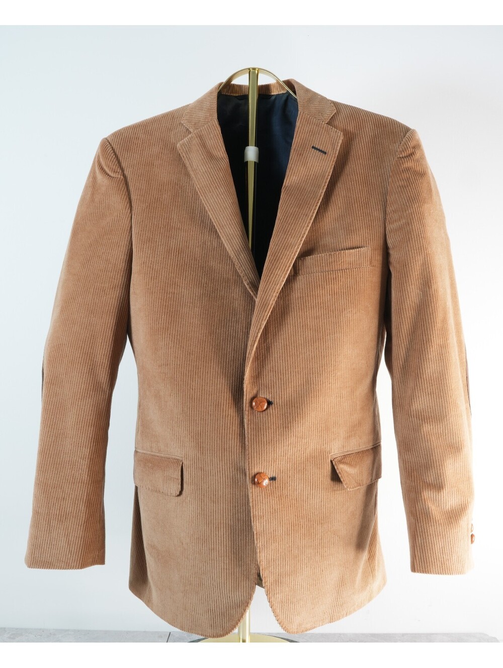 Bespoke Holland Sherry Savile Row Corduroy Blazer Suede Elbow Patch Camel 38L